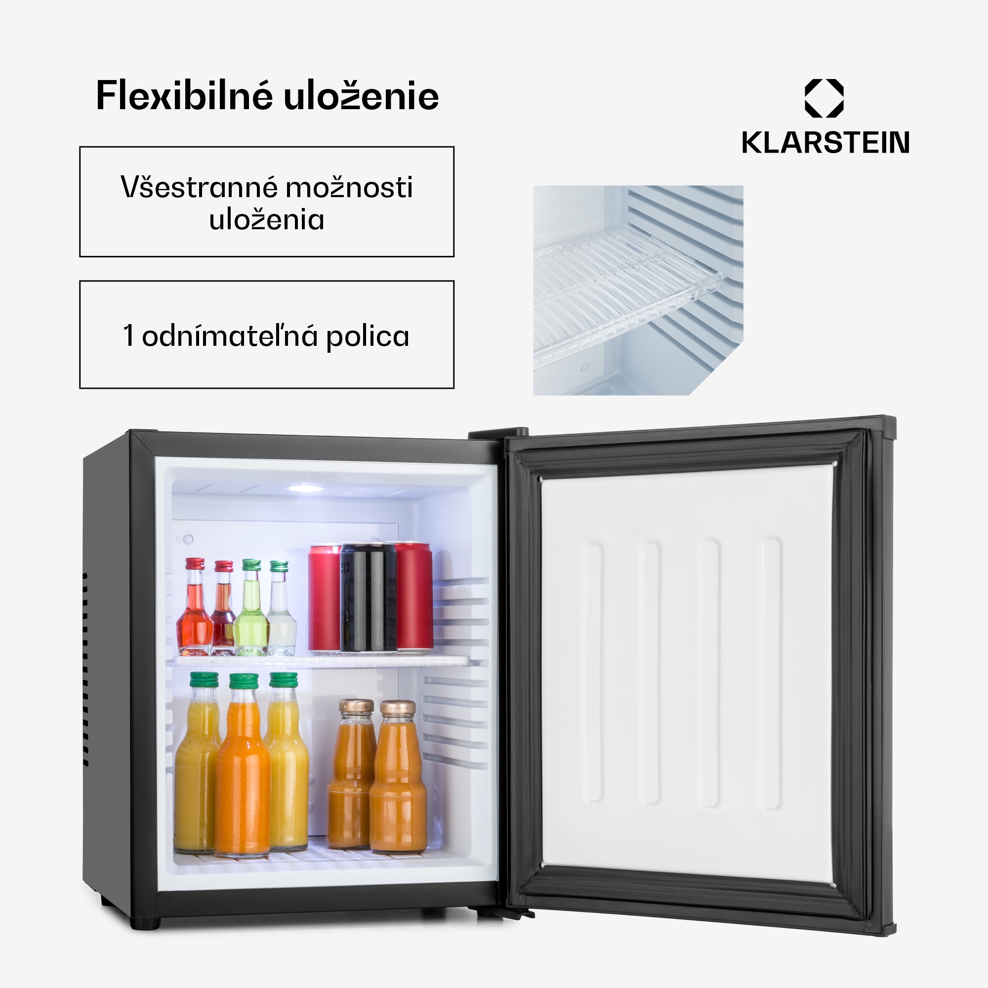 Klarstein Happy Hour, minibar, 5-15°C, energet. trieda G, tichý, 23dB, LED svetlo – Obrázok 4