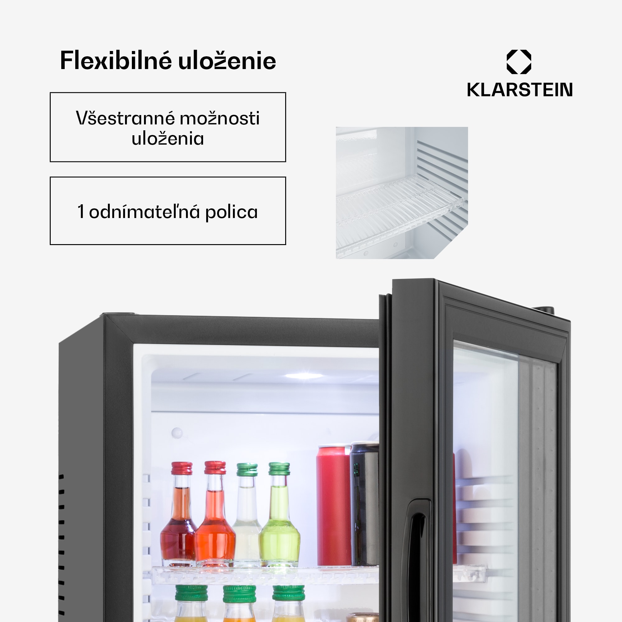 Klarstein Brooklyn, chladnička, 23 l, 23 dB, čierna – Obrázok 4