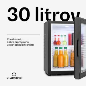 Klarstein Brooklyn, minibar, 30 l, energet. trieda F, čierna, sklo