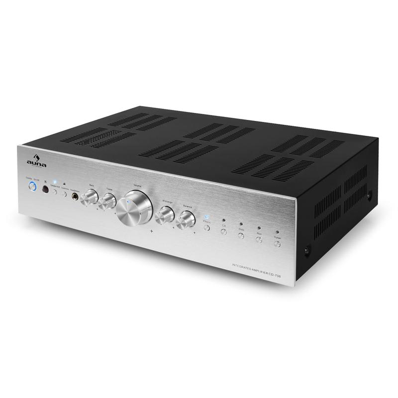 Stereo zosilňovač Auna CD708, AUX phono, strieborný, 600 W – Obrázok 3