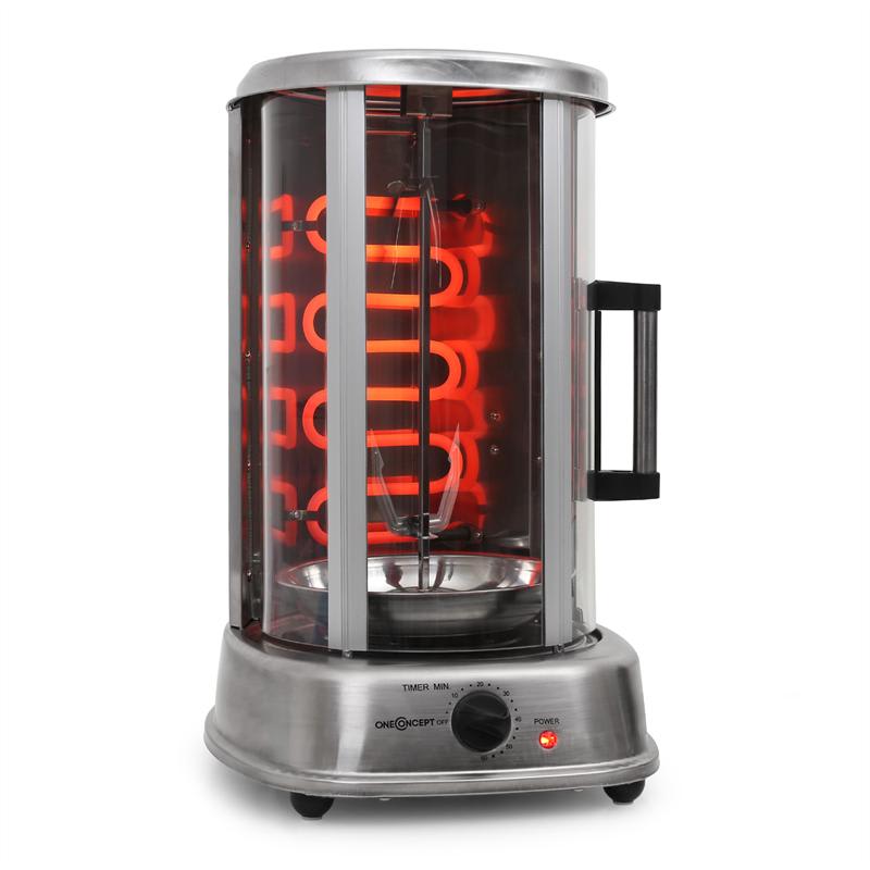 OneConcept Kebap Master Pro, vertikálny gril, 1500 W, strieborný – Obrázok 2