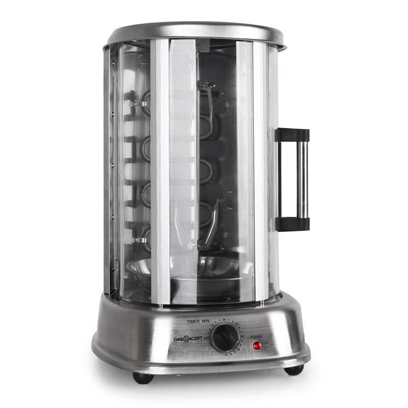 OneConcept Kebap Master Pro, vertikálny gril, 1500 W, strieborný – Obrázok 3