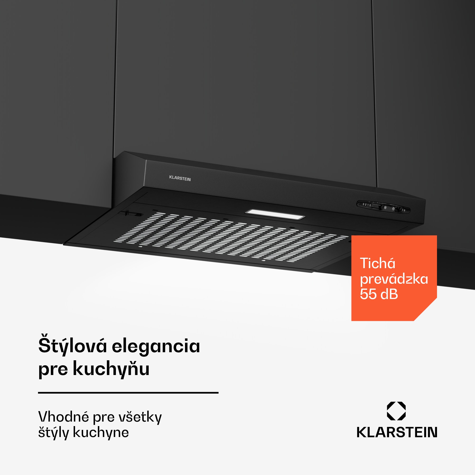 Klarstein UW60BL digestorová odsávačka 60 cm podskrinková LED 208 m³/h – Obrázok 2