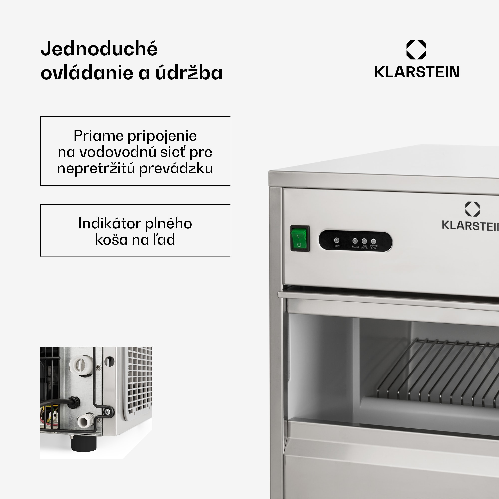 Klarstein Powericer XL, výrobník ľadu, priemyselné zariadenie na výrobu kociek ľadu, 145 W – Obrázok 2