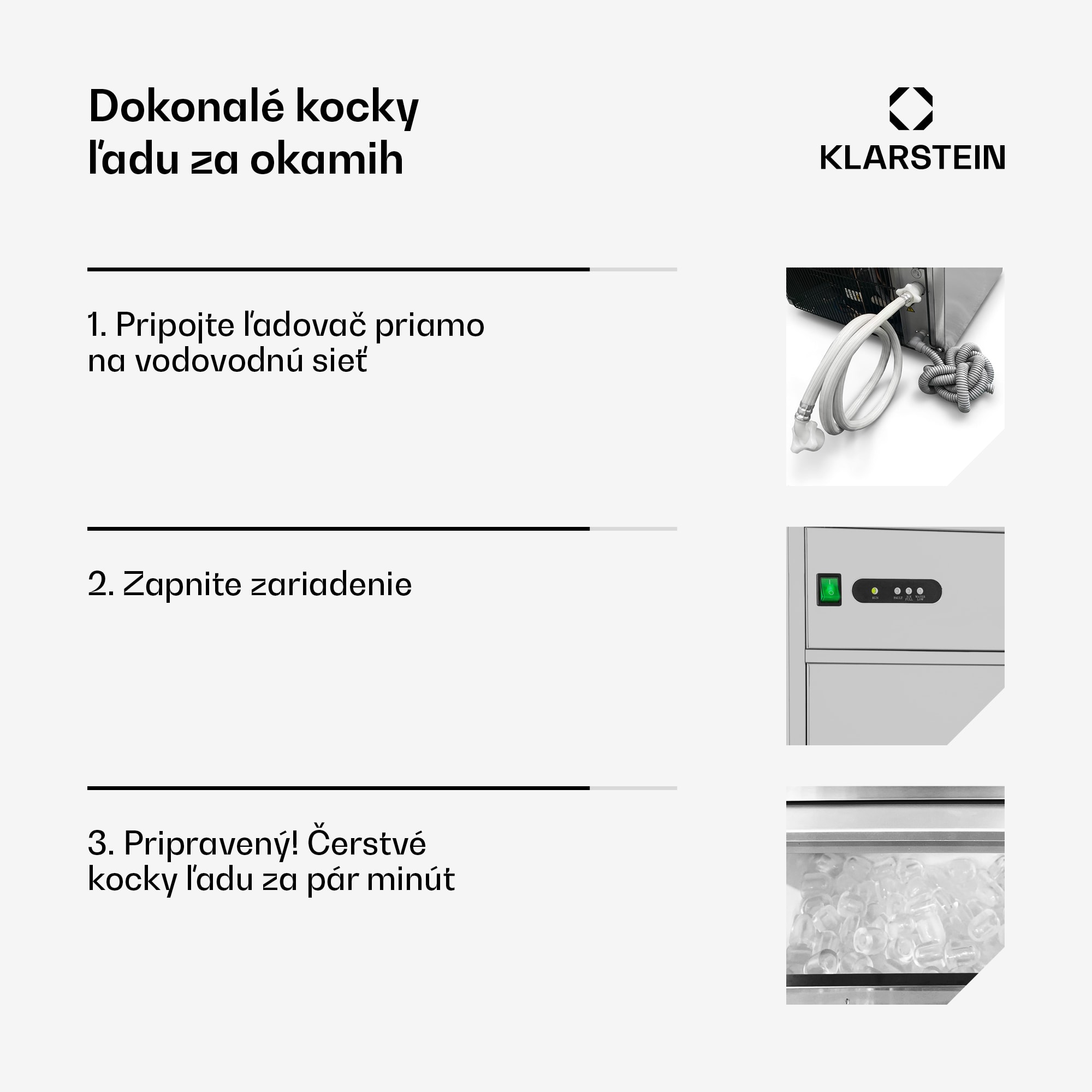 Klarstein Powericer XL, výrobník ľadu, priemyselné zariadenie na výrobu kociek ľadu, 145 W – Obrázok 4