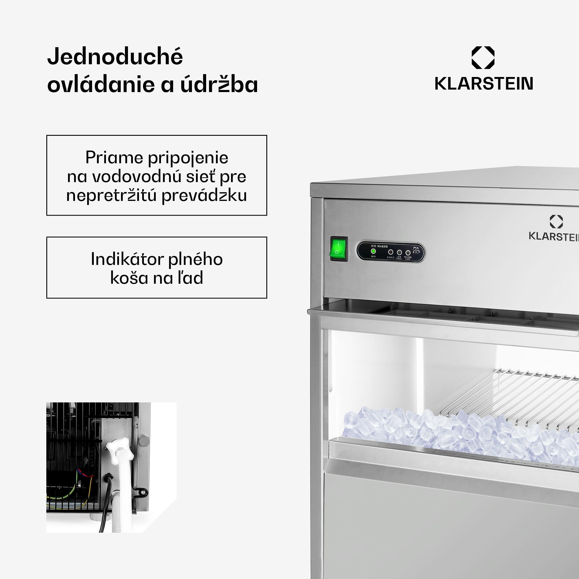 Klarstein Powericer XXL, výrobník ľadu, priemyselné zariadenie na výrobu kociek ľadu, 160 W – Obrázok 2