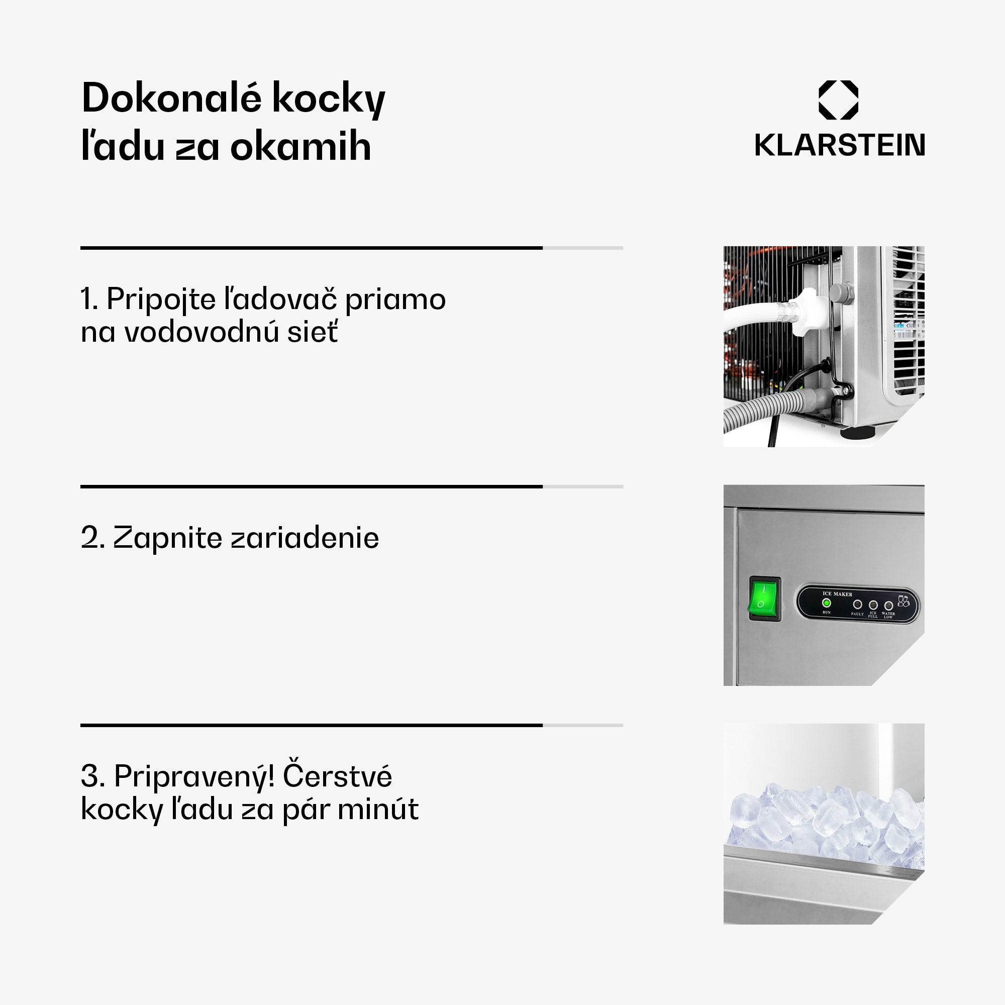 Klarstein Powericer XXL, výrobník ľadu, priemyselné zariadenie na výrobu kociek ľadu, 160 W – Obrázok 4
