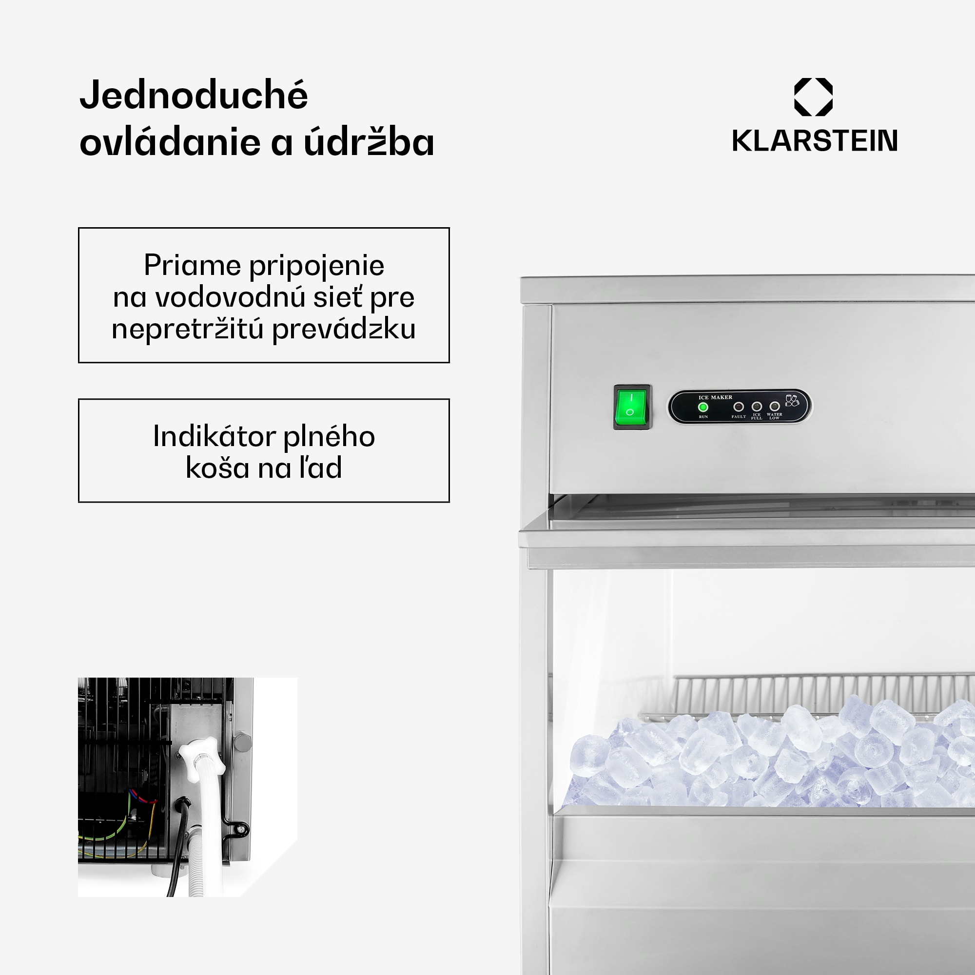 Klarstein Powericer XXXL, výrobník ľadu, priemyselné zariadenie na výrobu kociek ľadu, 260 W – Obrázok 2