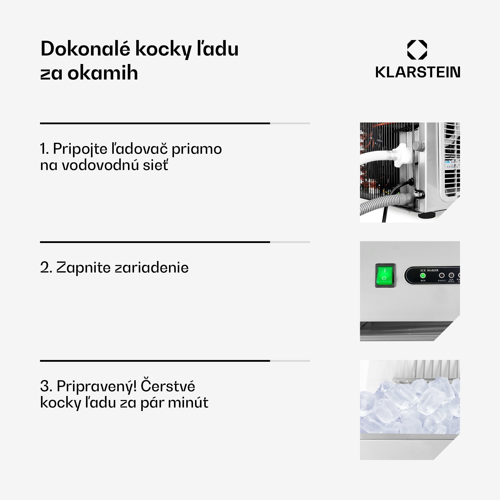 Klarstein Powericer XXXL, výrobník ľadu, priemyselné zariadenie na výrobu kociek ľadu, 260 W – Obrázok 4