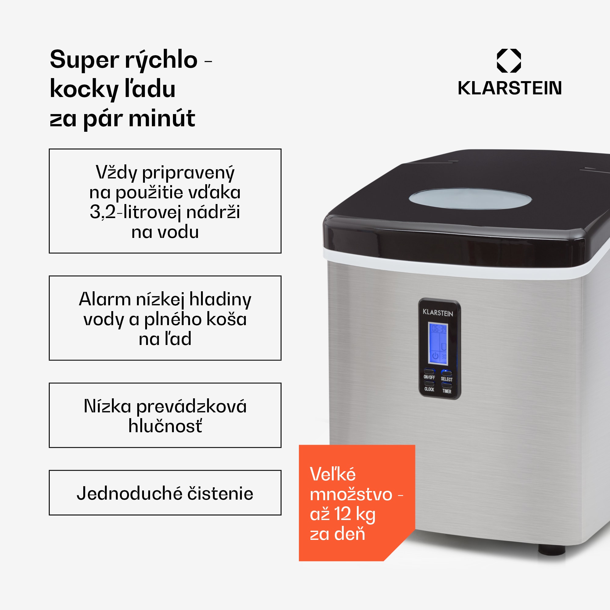 Klarstein Mr. Black-Frost, výrobník ľadu, 150 W, stroj na výrobu ľadu