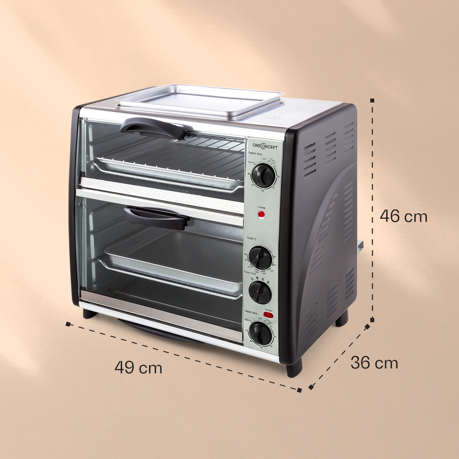 OneConcept All-You-Can-Eat, dvojitá minirúra s grilovaciou platňou, 42 l, 2350 W – Obrázok 4