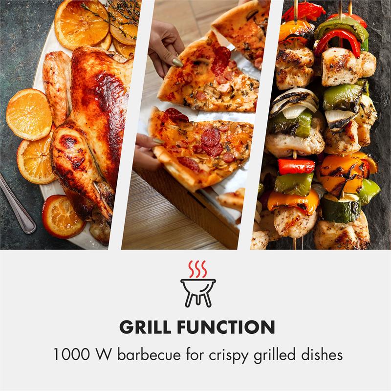 Klarstein Fine Dinesty, mikrovlnná rúra 2 v 1, 23 l, 800 W, gril: 1000 W, retro, 12 programov, červená