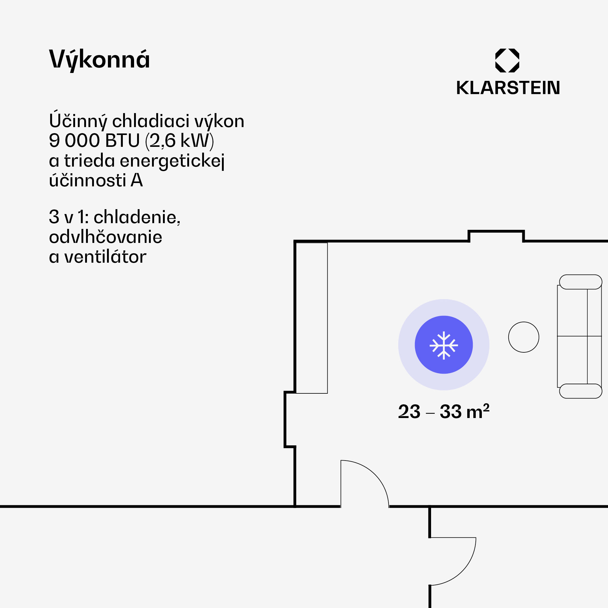 Klarstein Metrobreeze 9 New York City, mobilná klimatizácia, 9 000 BTU/2,6 kW, časovač, biela – Obrázok 2