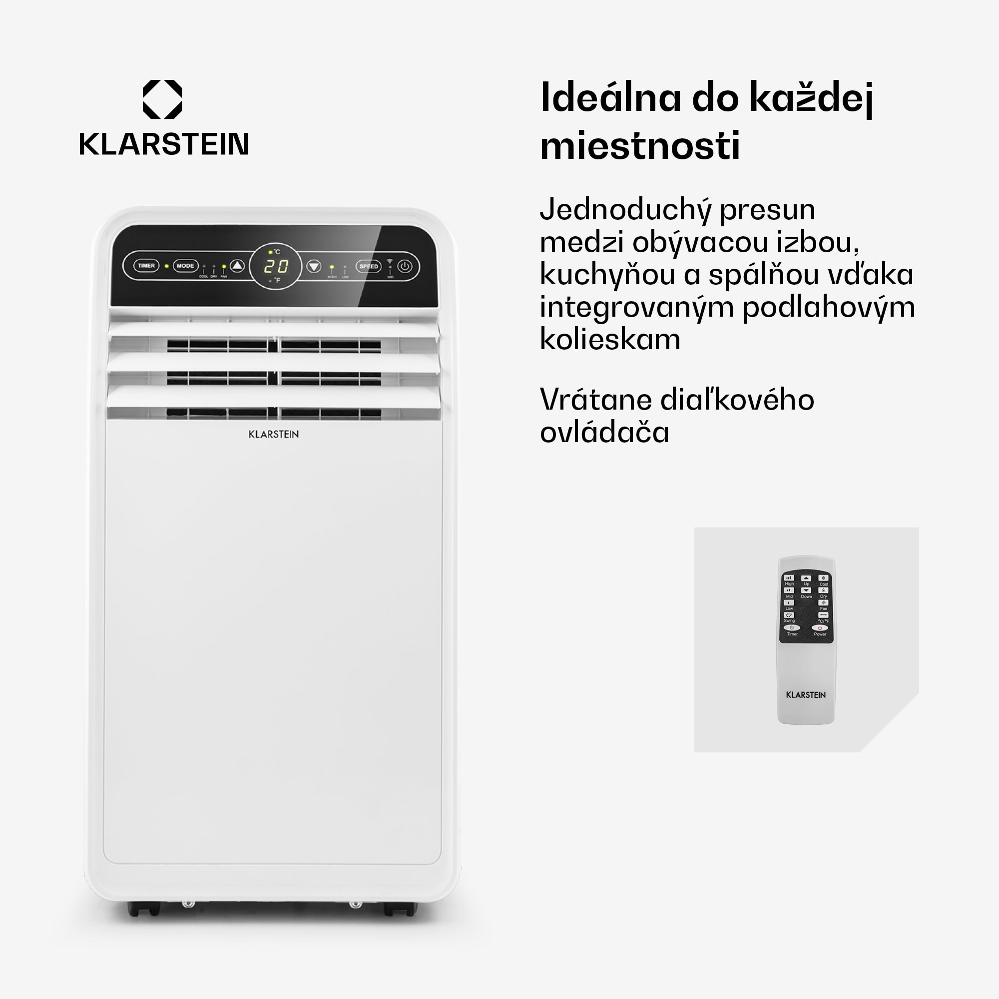 Klarstein Metrobreeze 9 New York City, mobilná klimatizácia, 9 000 BTU/2,6 kW, časovač, biela – Obrázok 3