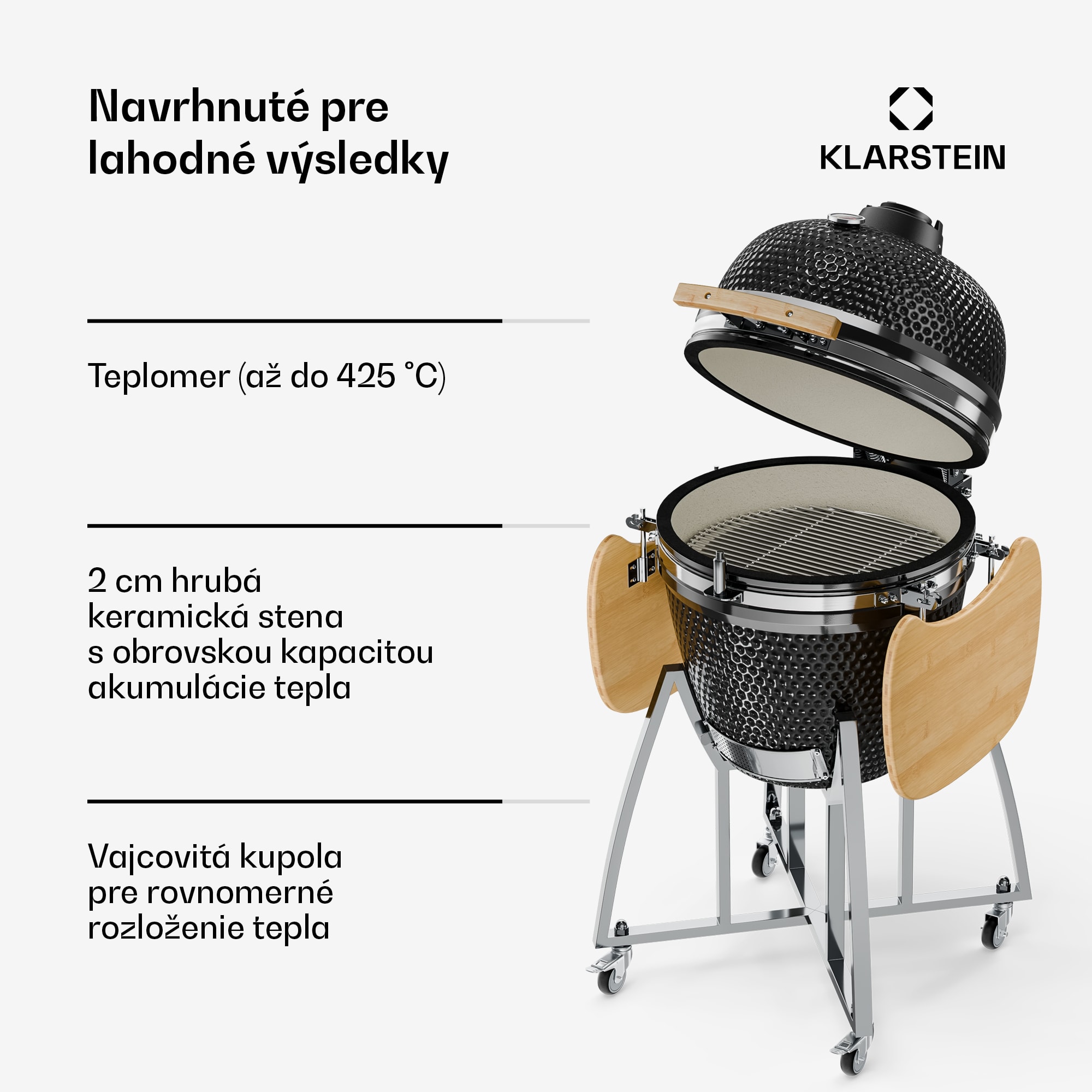 Klarstein Kingsize, kamado gril, keramický, 21", údenie, pomalé pečenie, nehrdzavejúca oceľ – Obrázok 2