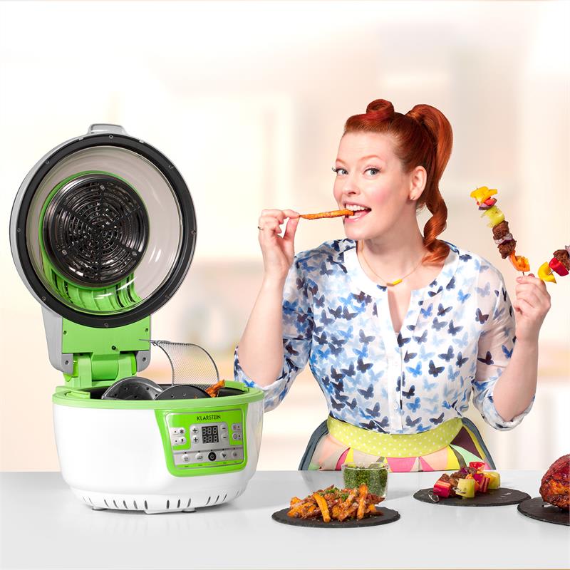 Klarstein VitAir Turbo, teplovzdušná fritéza, 1400 W, 10 l, zeleno-biela – Obrázok 2