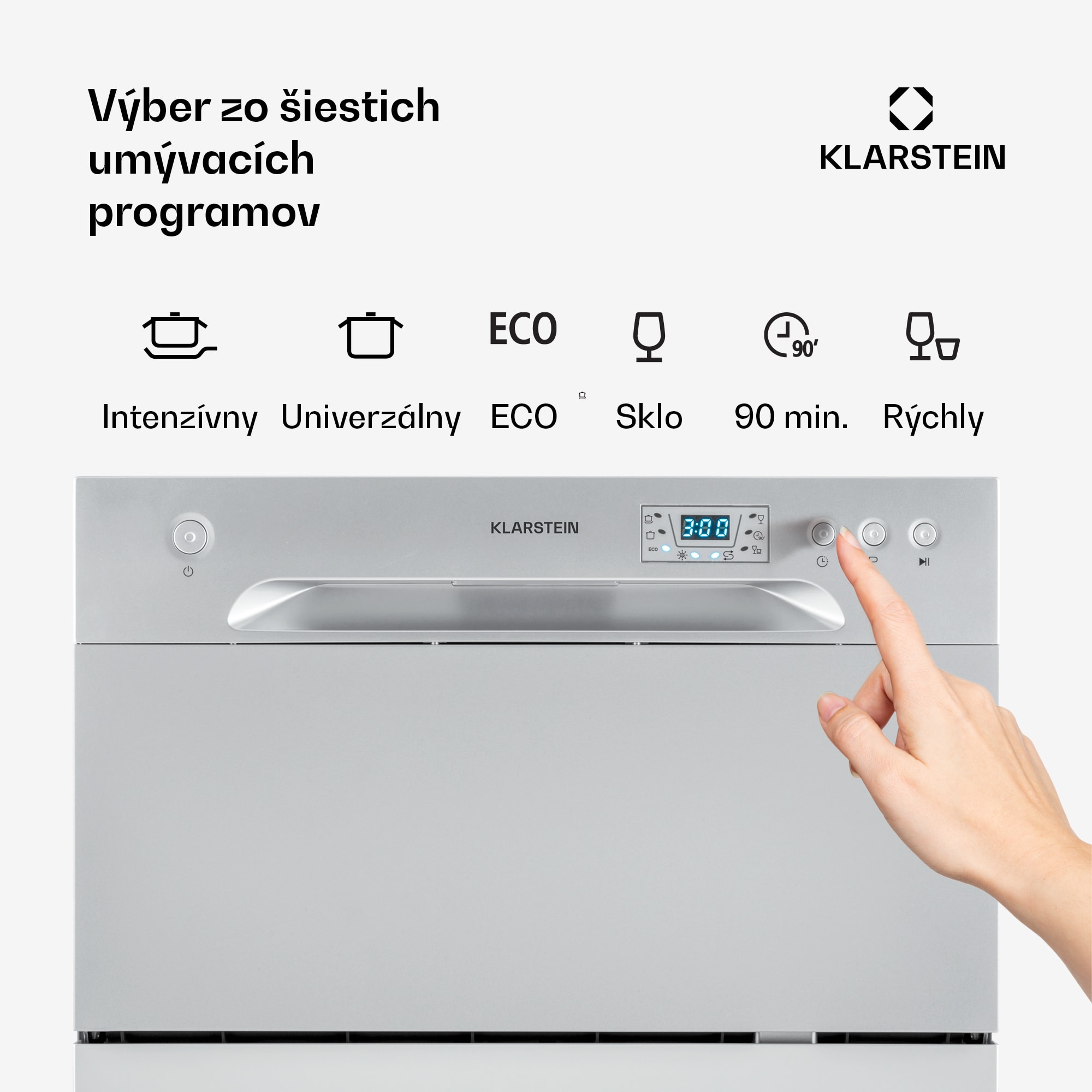 Klarstein Amazonia 6, umývačka riadu, 1380 W, na 6 súprav riadu, energet. trieda F, 49 dB, tlačidlové ovládanie – Obrázok 2