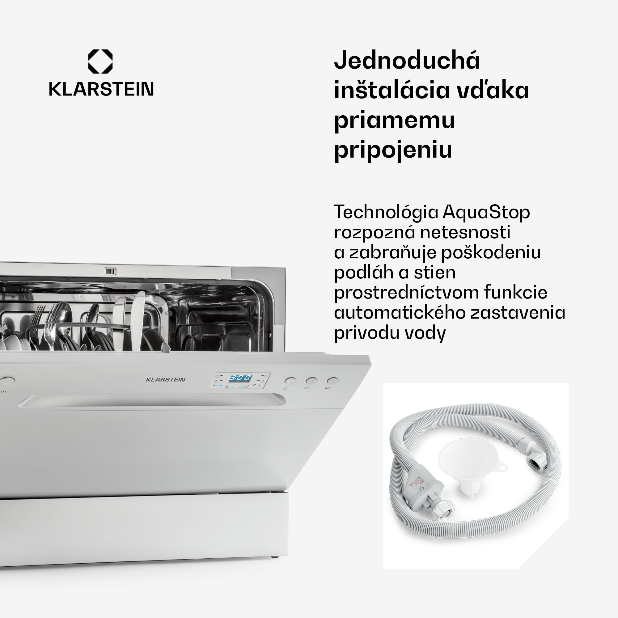 Klarstein Amazonia 6, umývačka riadu, 1380 W, na 6 súprav riadu, energet. trieda F, 49 dB, tlačidlové ovládanie – Obrázok 3
