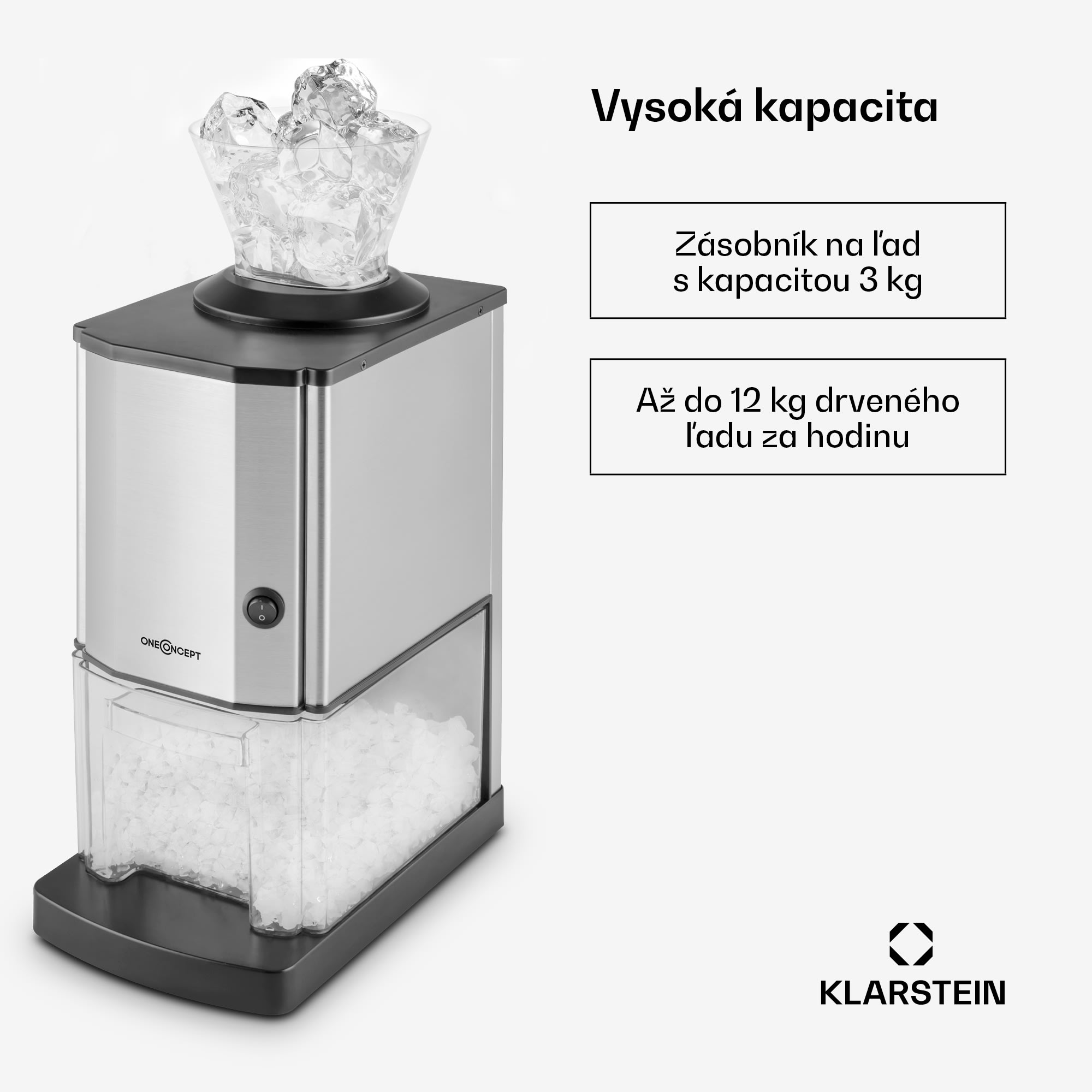 OneConcept Icebreaker, drvič ľadu, 15 kg/h, objem 3,5 l, zásobník na ľad, nehrdzavejúca oceľ – Obrázok 2