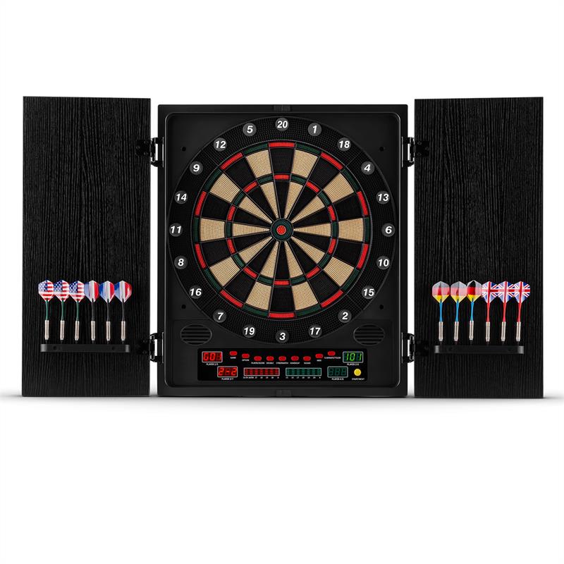KLARFIT Dartmaster 180, čierny, elektronický terč so šípkami a dvierkami