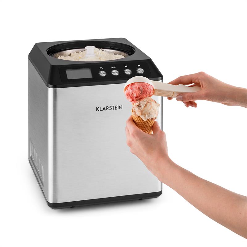 Klarstein Vanilla Sky, zmrzlinovač, s kompresorom, 180W, 2 l, nehrdzavejúca oceľ, strieborný – Obrázok 2