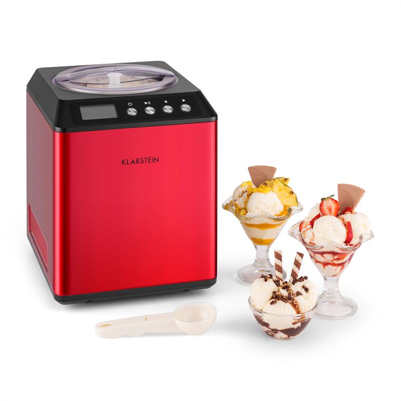 Klarstein Vanilla Sky, zmrzlinovač, s kompresorom, 180W, 2 l, nehrdzavejúca oceľ, červený