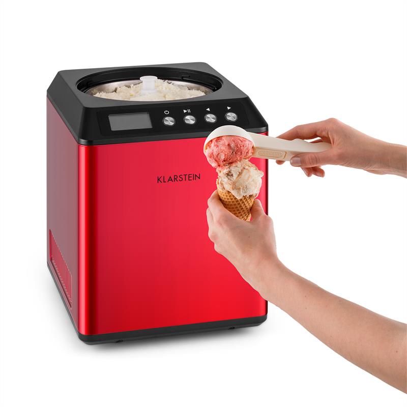 Klarstein Vanilla Sky, zmrzlinovač, s kompresorom, 180W, 2 l, nehrdzavejúca oceľ, červený – Obrázok 2