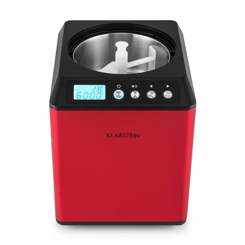 Klarstein Vanilla Sky, zmrzlinovač, s kompresorom, 180W, 2 l, nehrdzavejúca oceľ, červený – Obrázok 3