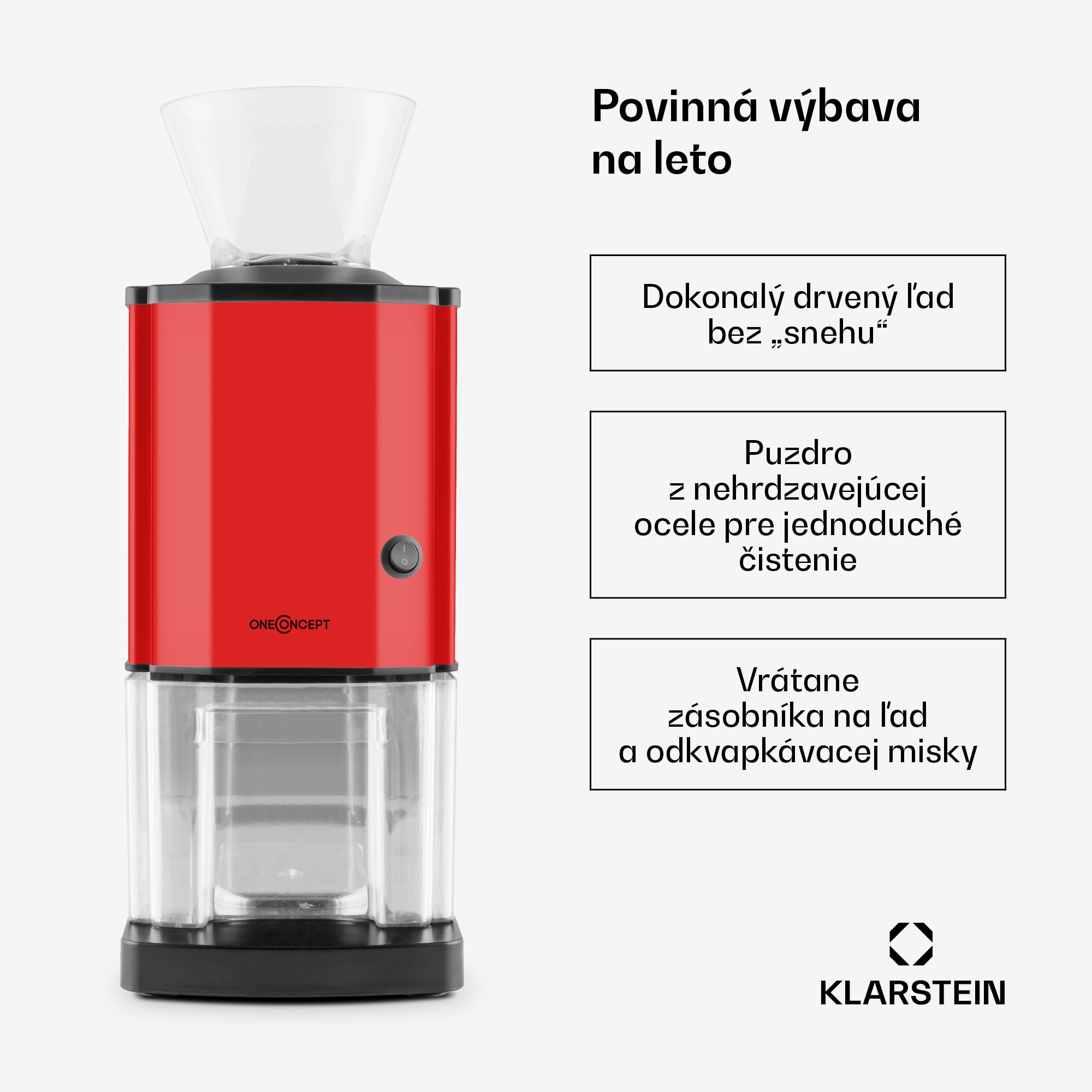 OneConcept Icebreaker, drvič ľadu, 15 kg/h, objem 3,5 l, zásobník na ľad, nehrdzavejúca oceľ, červený