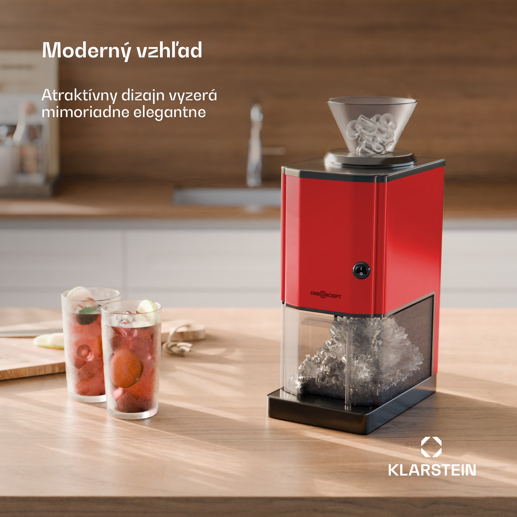 OneConcept Icebreaker, drvič ľadu, 15 kg/h, objem 3,5 l, zásobník na ľad, nehrdzavejúca oceľ, červený – Obrázok 4