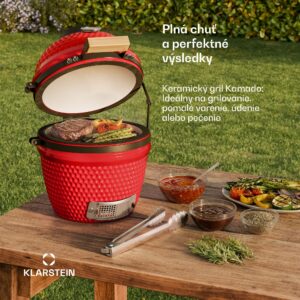 Klarstein Princesize, kamado gril, keramický, 11", údenie, BBQ, pomalé varenie, červený