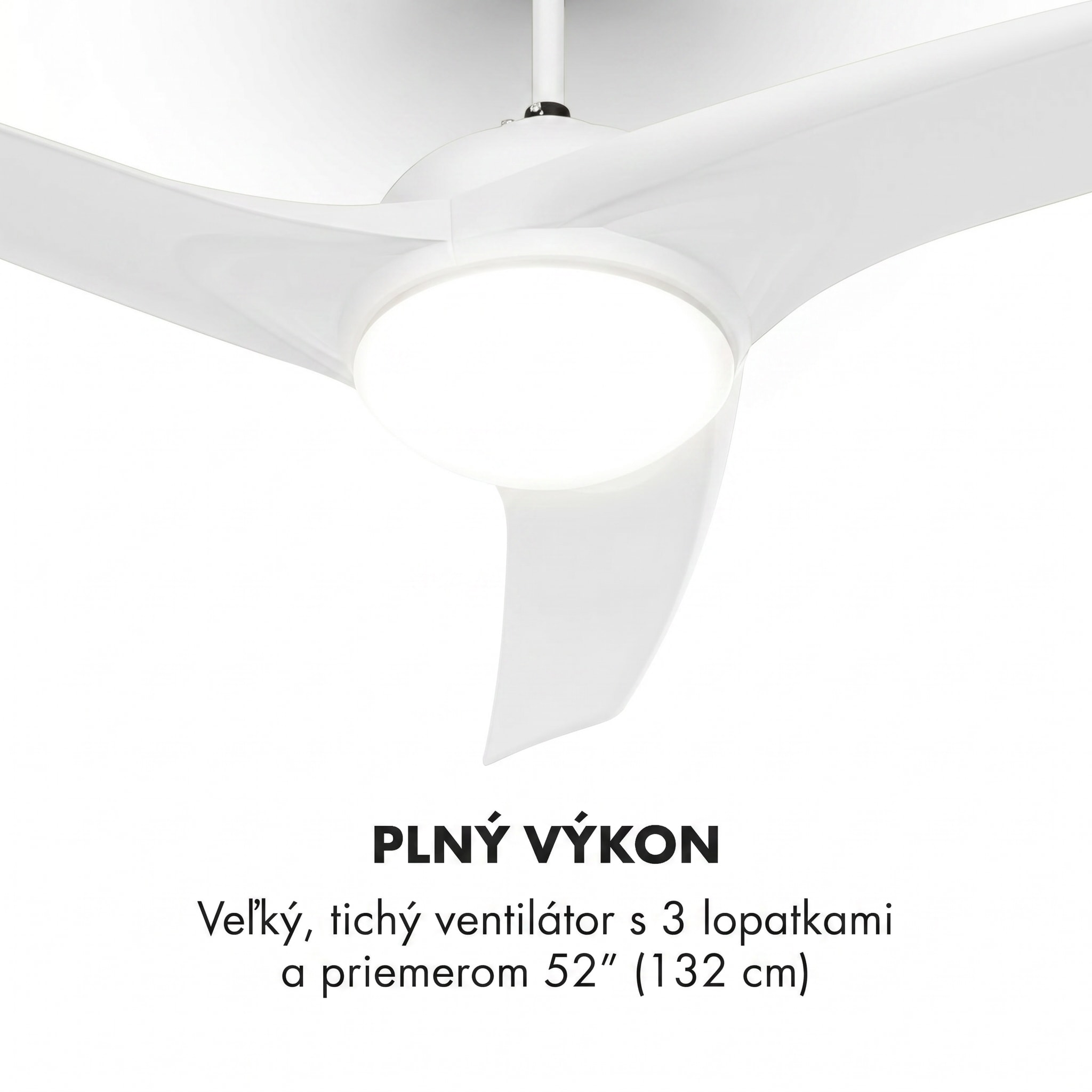 Klarstein Figo, stropný ventilátor, 52", 55 W, stropná lampa, 2 x 42 W, diaľkový ovládač, biely – Obrázok 2