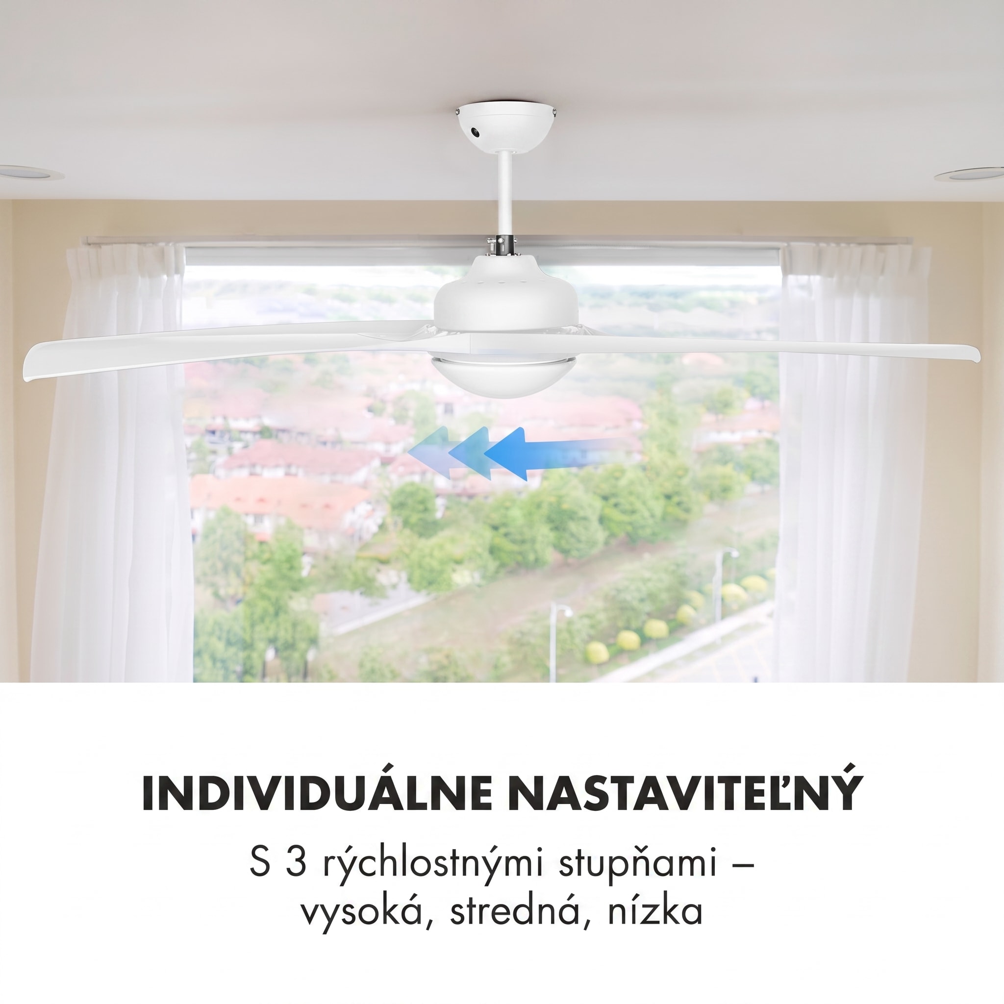Klarstein Figo, stropný ventilátor, 52", 55 W, stropná lampa, 2 x 42 W, diaľkový ovládač, biely – Obrázok 4