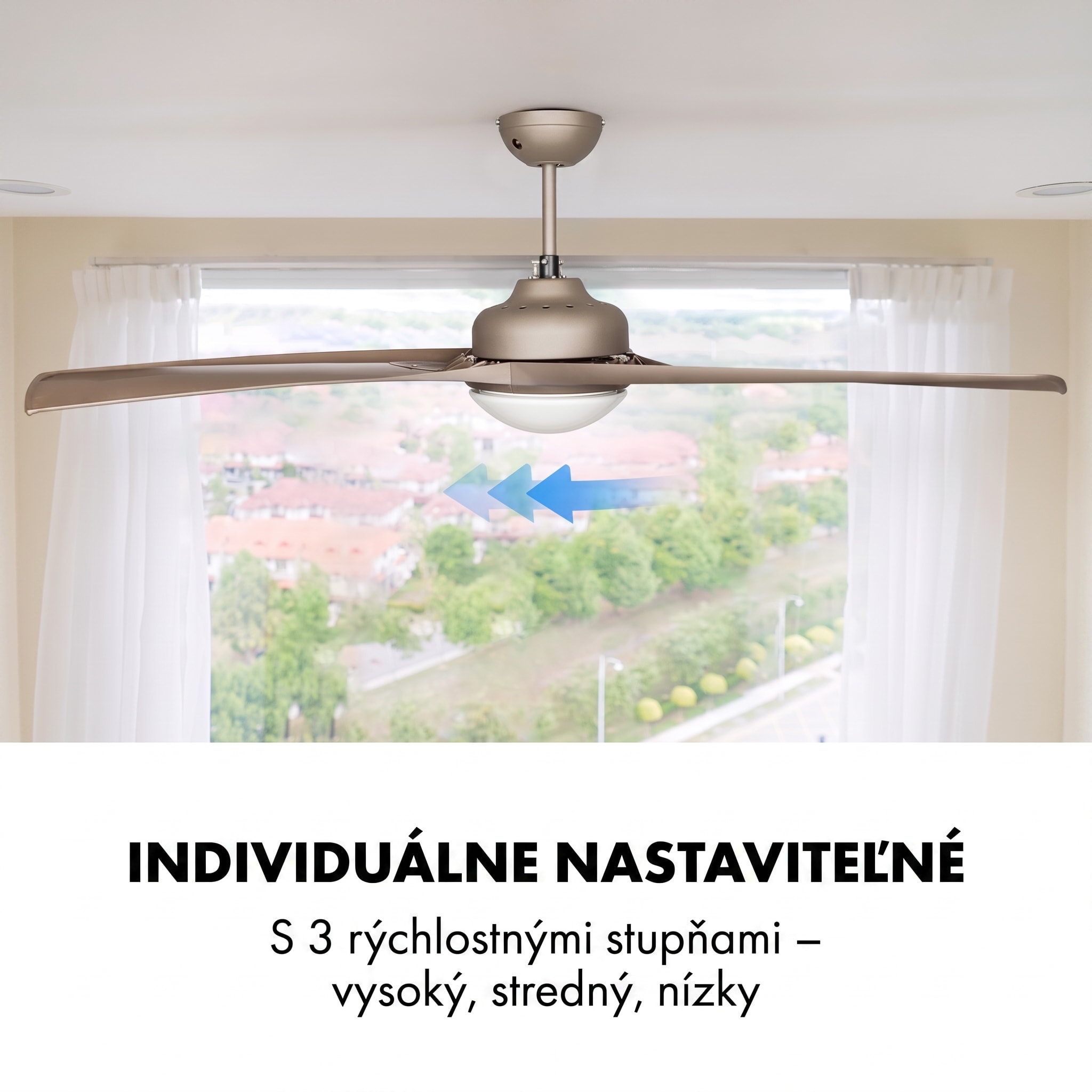 Klarstein Figo, stropný ventilátor, 52", 55 W, stropná lampa, 2 x 42 W, diaľkový ovládač, titán – Obrázok 4