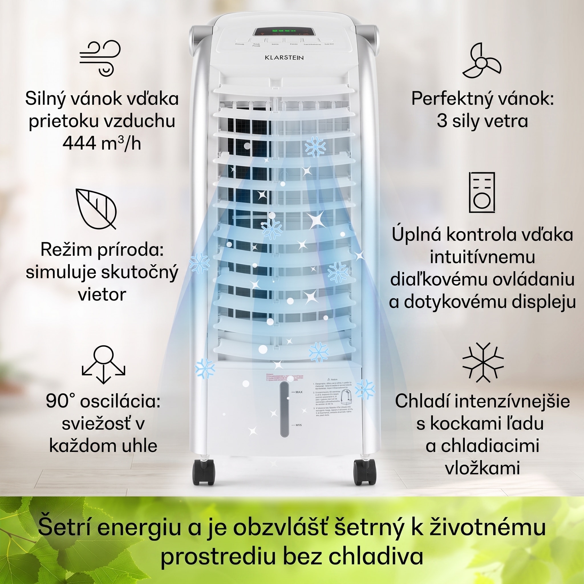 Klarstein Maxfresh, 4 v 1 ochladzovač vzduchu, ventilátor, 65 W, 6 l, diaľkový ovládač, 2 x chladiaci box – Obrázok 2