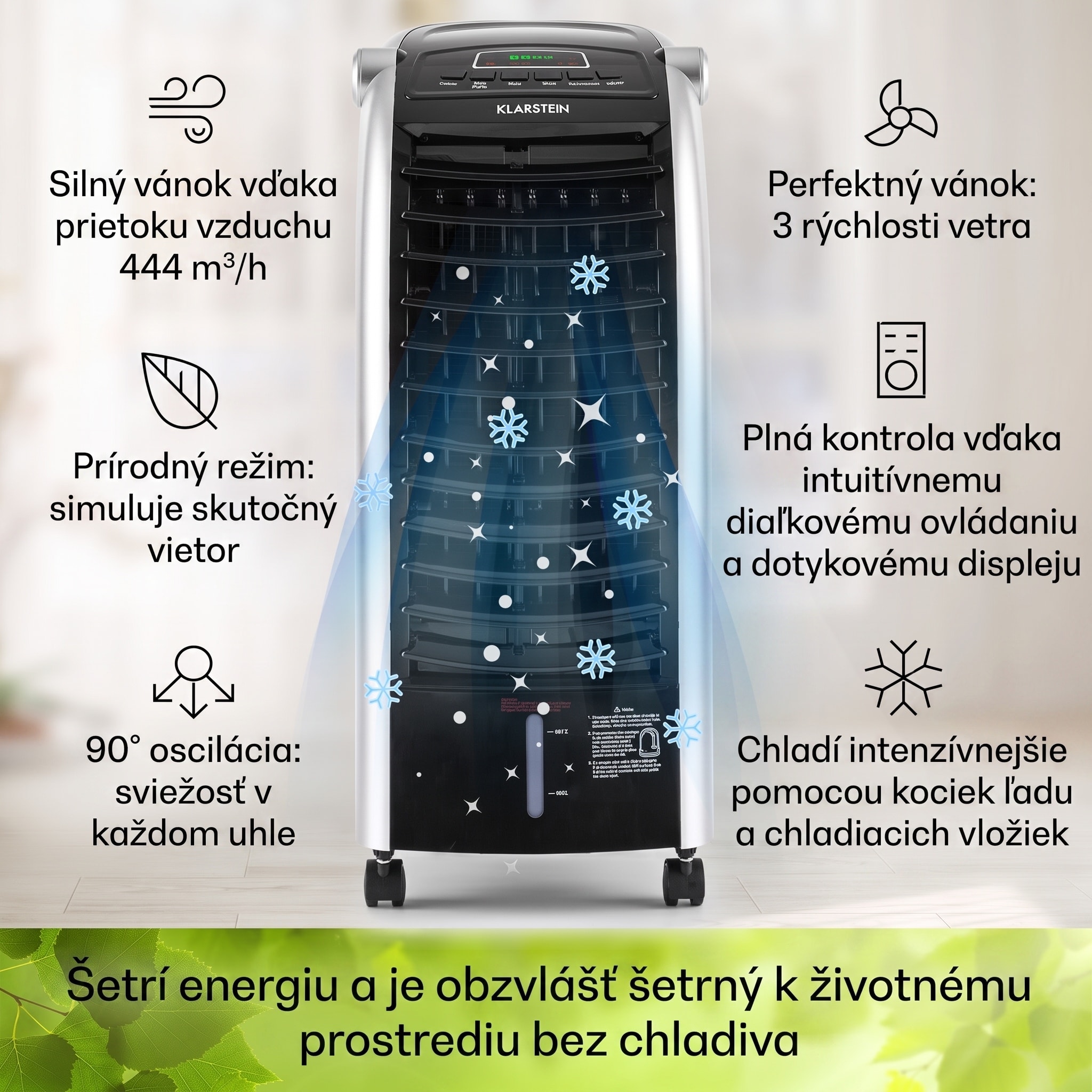 Klarstein Maxfresh, 4 v 1 ochladzovač vzduchu, ventilátor, 65 W, 6 l, diaľkový ovládač, 2 x chladiaci box – Obrázok 2