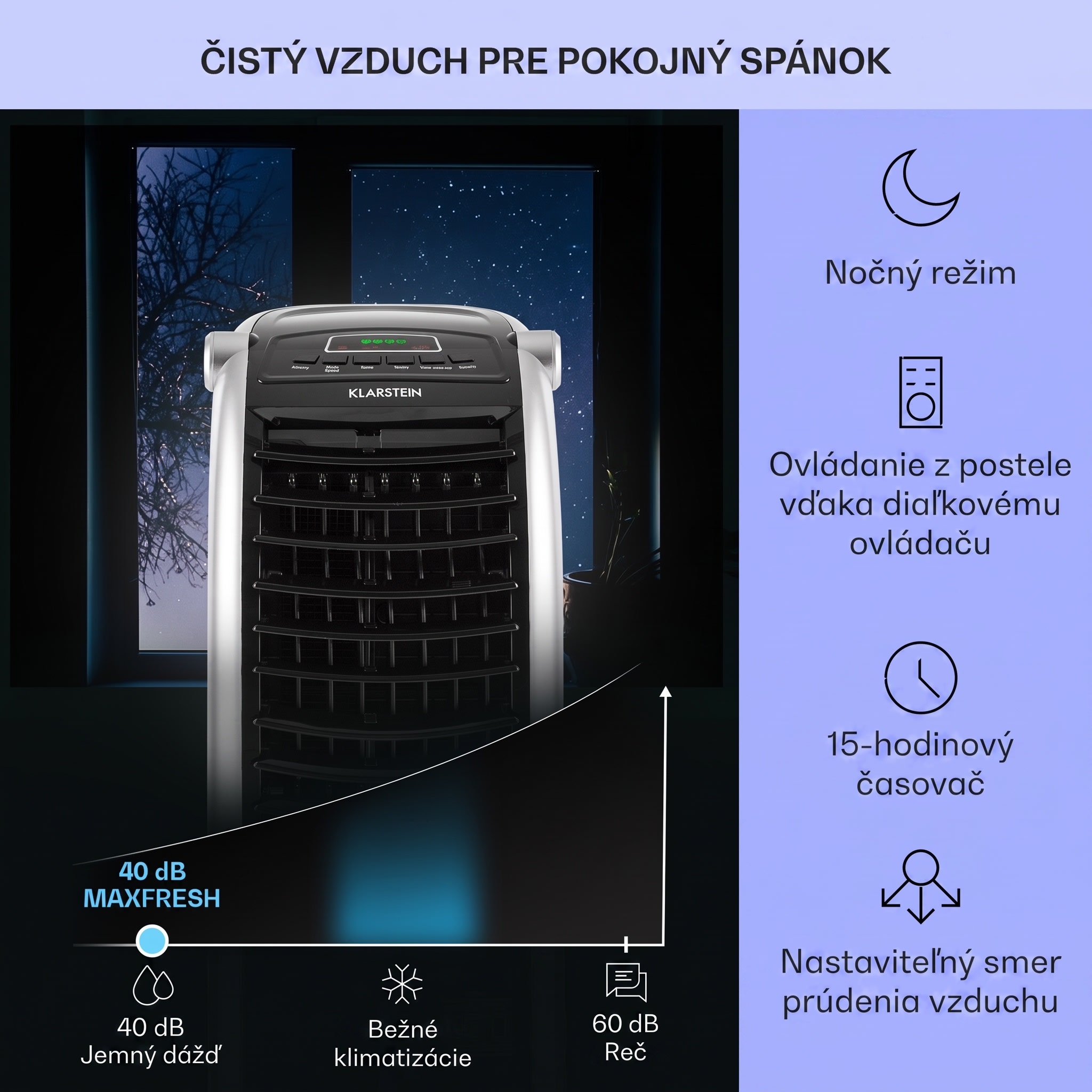 Klarstein Maxfresh, 4 v 1 ochladzovač vzduchu, ventilátor, 65 W, 6 l, diaľkový ovládač, 2 x chladiaci box – Obrázok 3