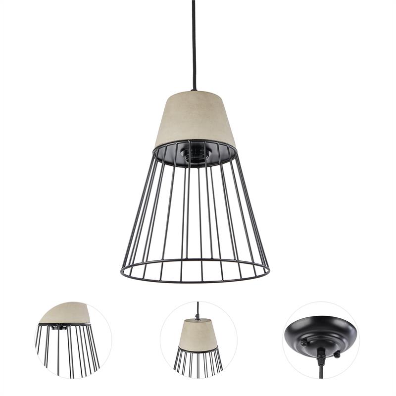 Loocida Sonnenstein Studie 78, betónová visiaca lampa, závesná lampa, betón & oceľ – Obrázok 3