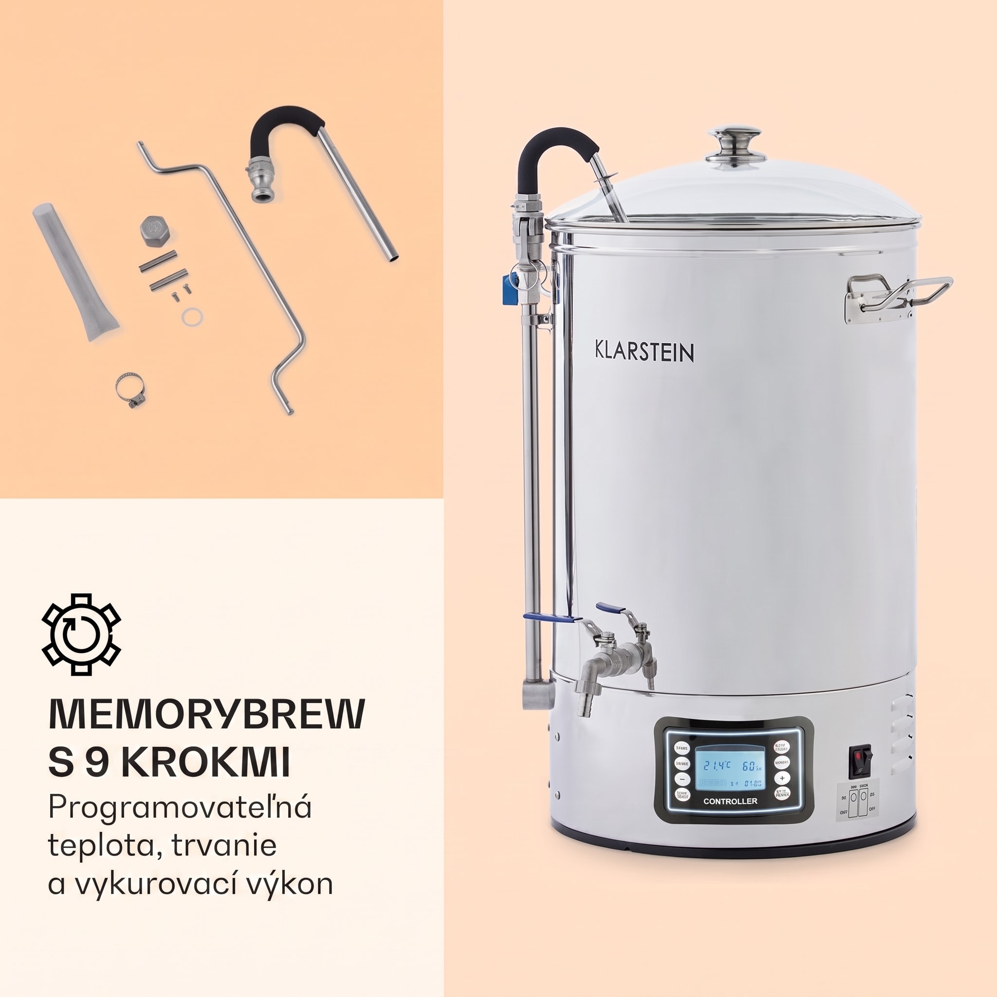Klarstein Mundschenk, sladový kotol, 30 l, 2500 W, zariadenie na varenie piva, nehrdzavejúca oceľ – Obrázok 3