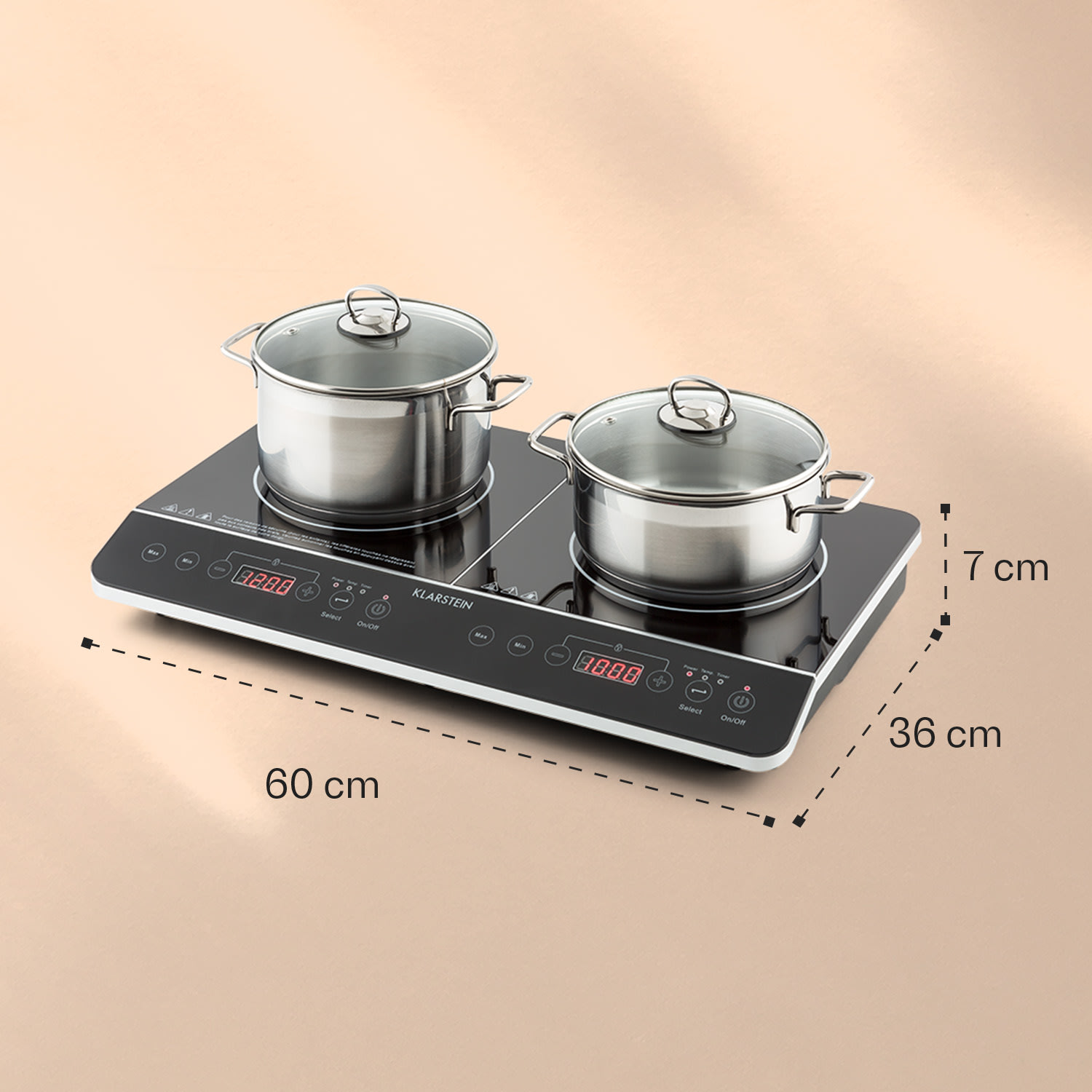 Klarstein VariCook Slim, indukčný varič, 3500 W, 240 °C, 2 platne, časovač, dotykové ovládanie – Obrázok 4
