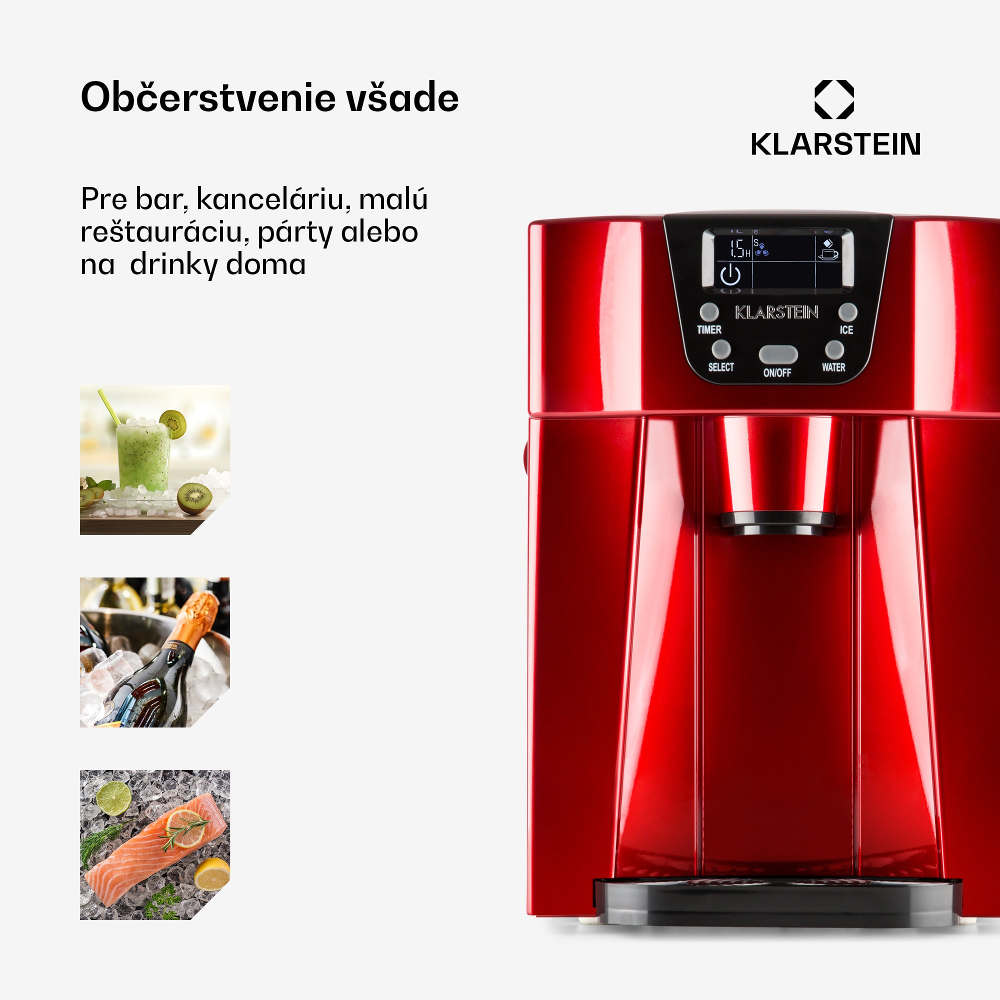 Klarstein Ice Volcano 2 G, výrobník ľadu, 12 kg/24 h, zariadenie na výrobu ľadu, LED, červený – Obrázok 3