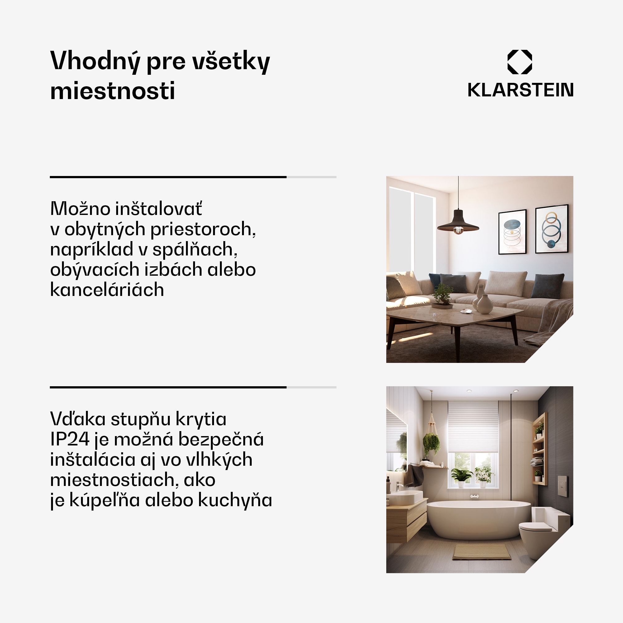 Klarstein Bornholm, konvektor, 2000 W, LED displej, 2 stupne ohrevu, čierny – Obrázok 4