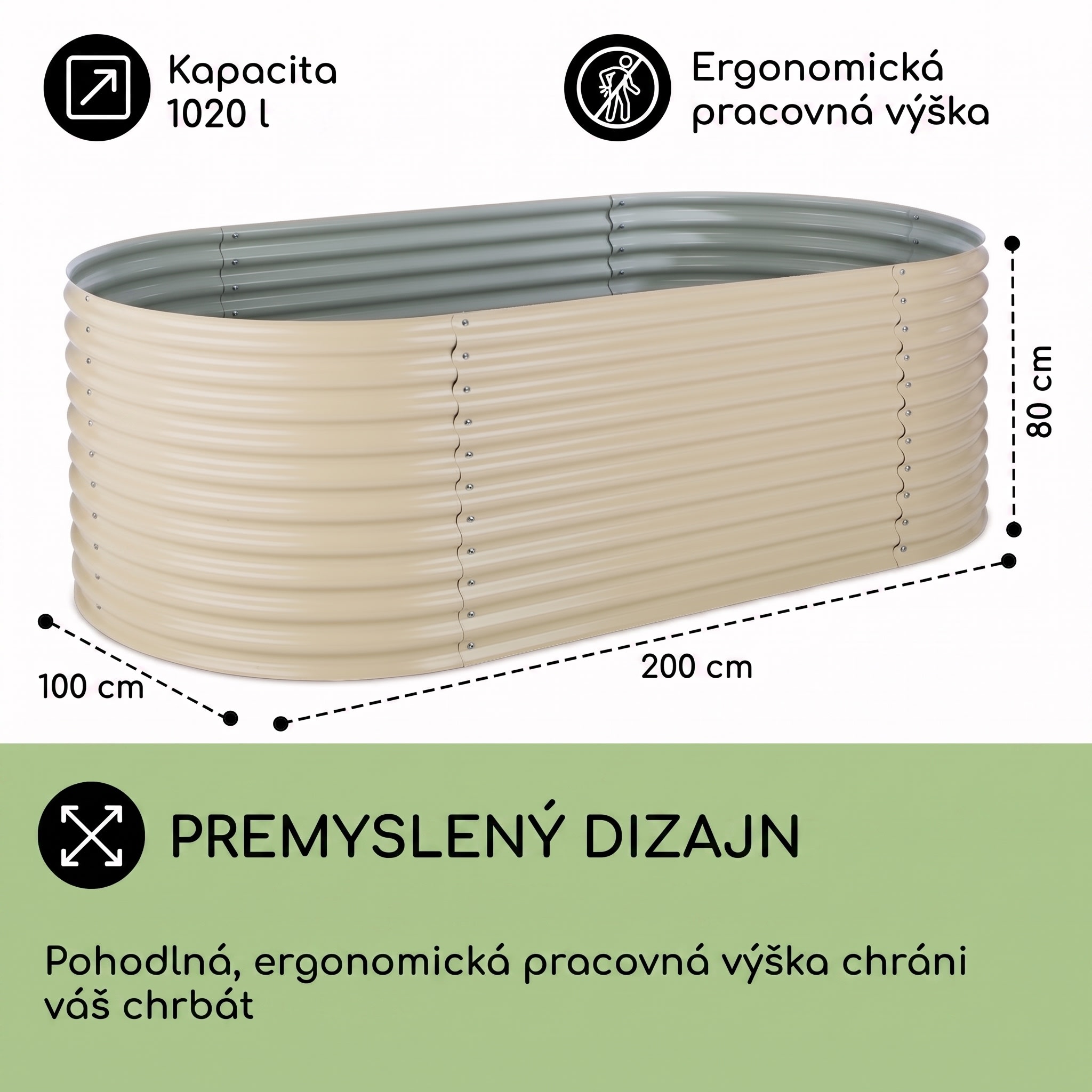 Blumfeldt High Grow, vyvýšený záhon, 2.0 m, pozinkovaný hliník, béžový – Obrázok 4