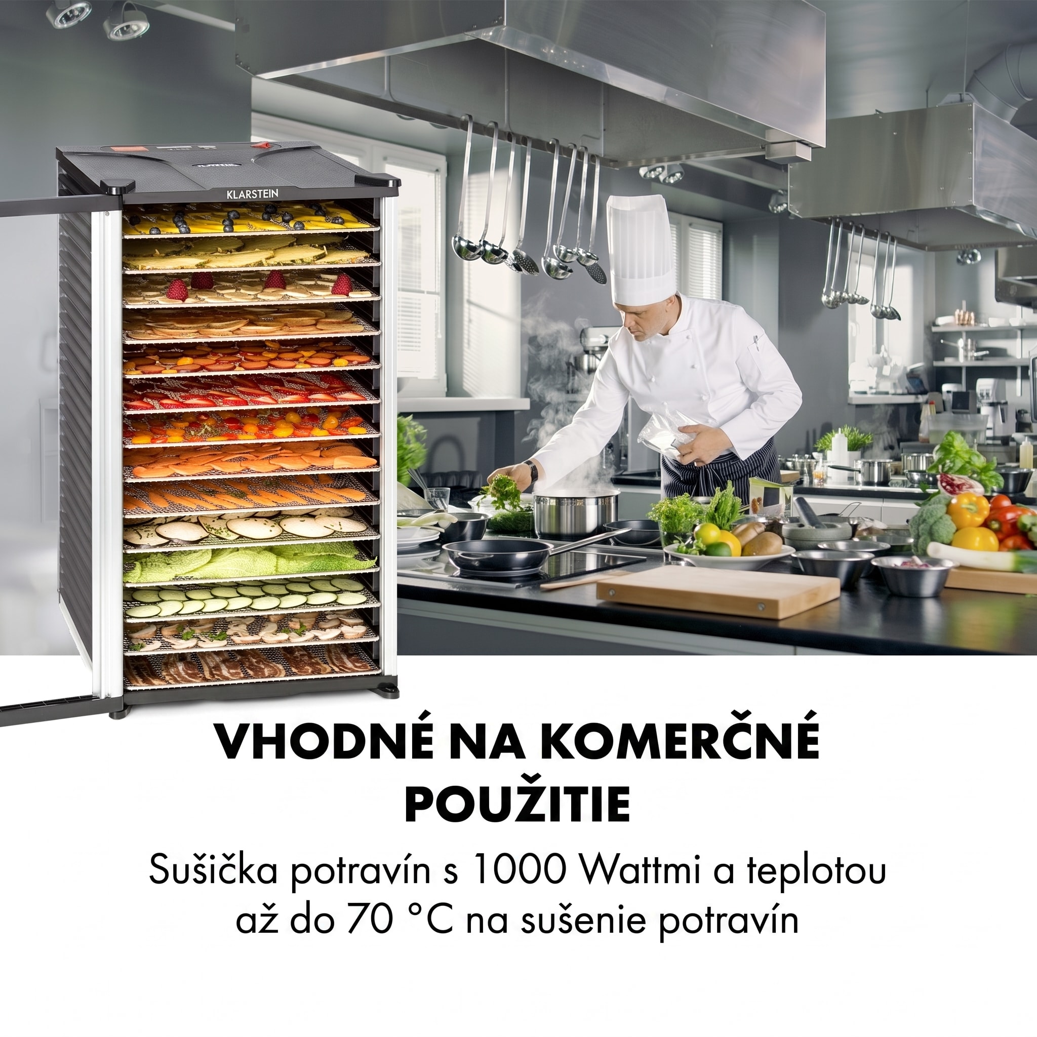 Klarstein Fruit Jerky 14, sušička ovocia, 1000 W, 30-70 °C, 14 poschodí, LCD displej