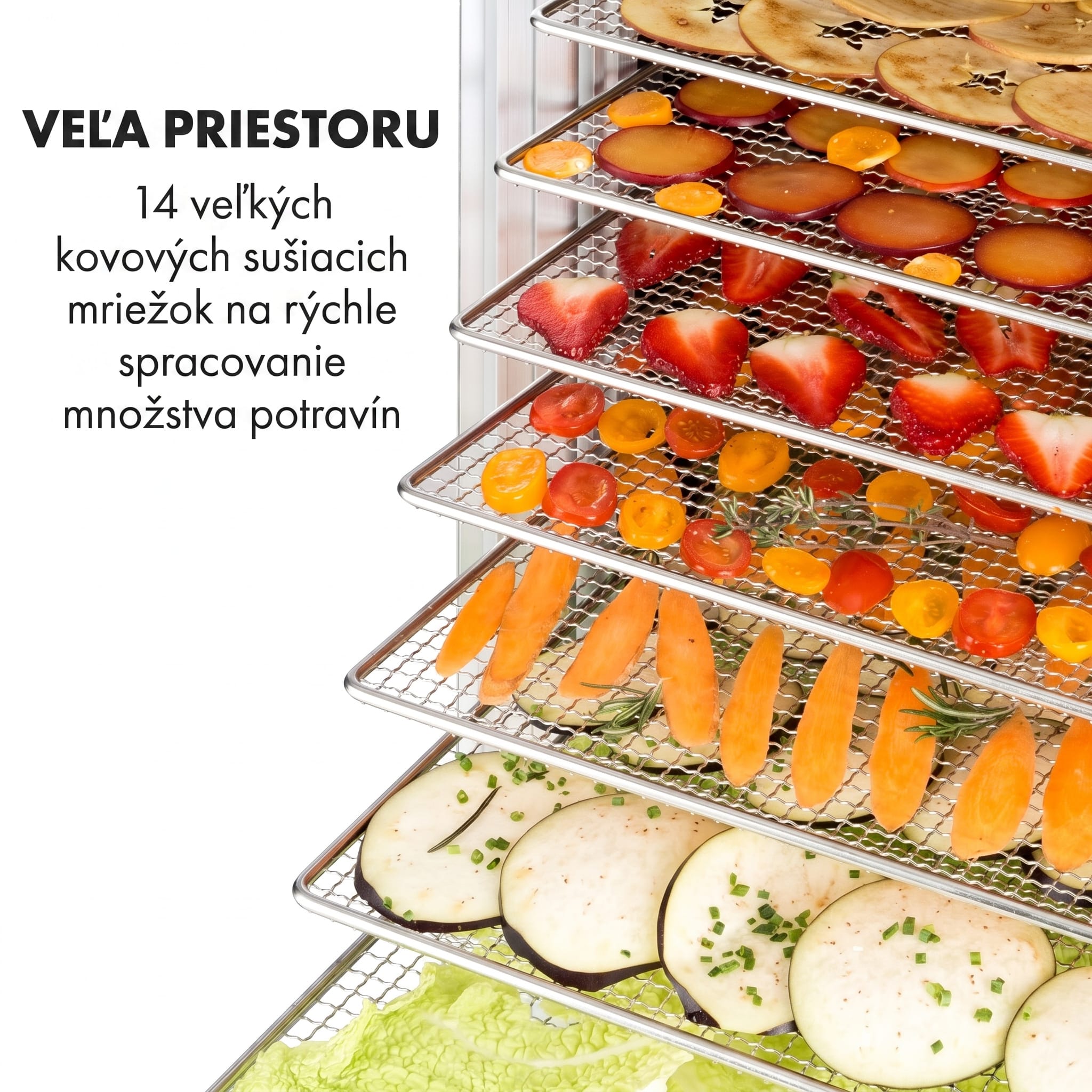 Klarstein Fruit Jerky 14, sušička ovocia, 1000 W, 30-70 °C, 14 poschodí, LCD displej – Obrázok 3