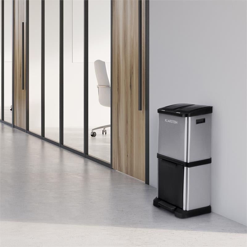 Klarstein Ökosystem² odpadkový kôš triedič odpadkov 30l (1 x15 l, 2x7,5 l) PE ušľachtilá oceľ