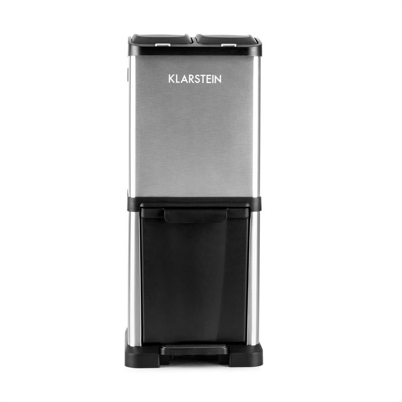 Klarstein Ökosystem² odpadkový kôš triedič odpadkov 30l (1 x15 l, 2x7,5 l) PE ušľachtilá oceľ – Obrázok 2