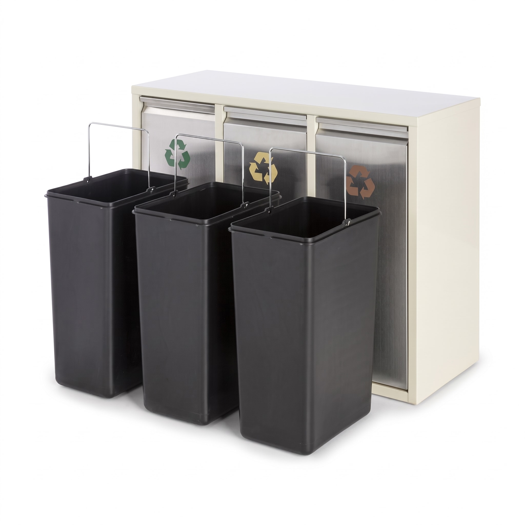 Klarstein Ordnungshütter 3, 45 l, krémovo-béžová, box na triedený odpad, 3 x 15 l – Obrázok 2