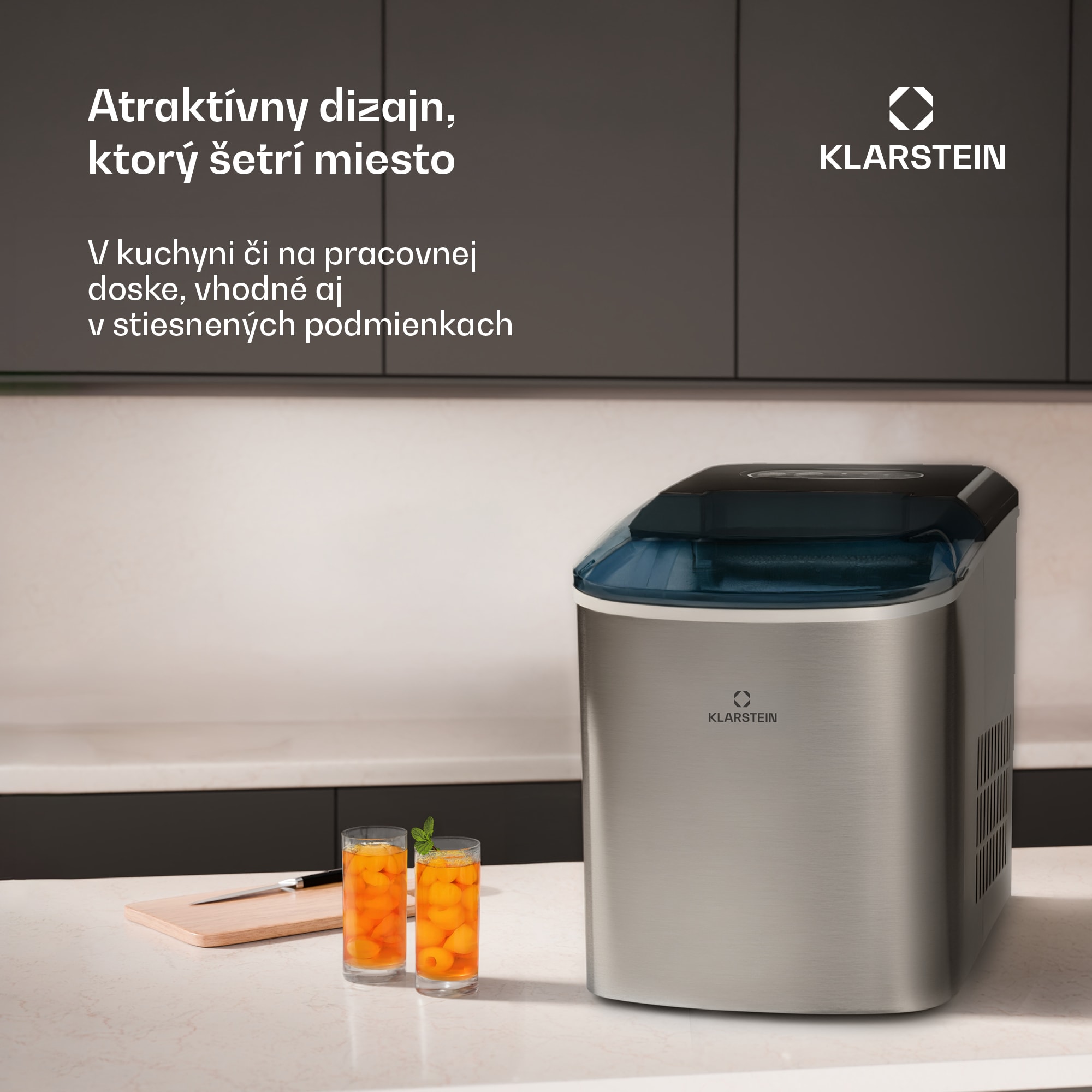 Klarstein On-The-Rocks, výrobník ľadu, 12 kg/24 h, nádrž 2,1 l, LED, nehrdzavejúca oceľ, čierny – Obrázok 2