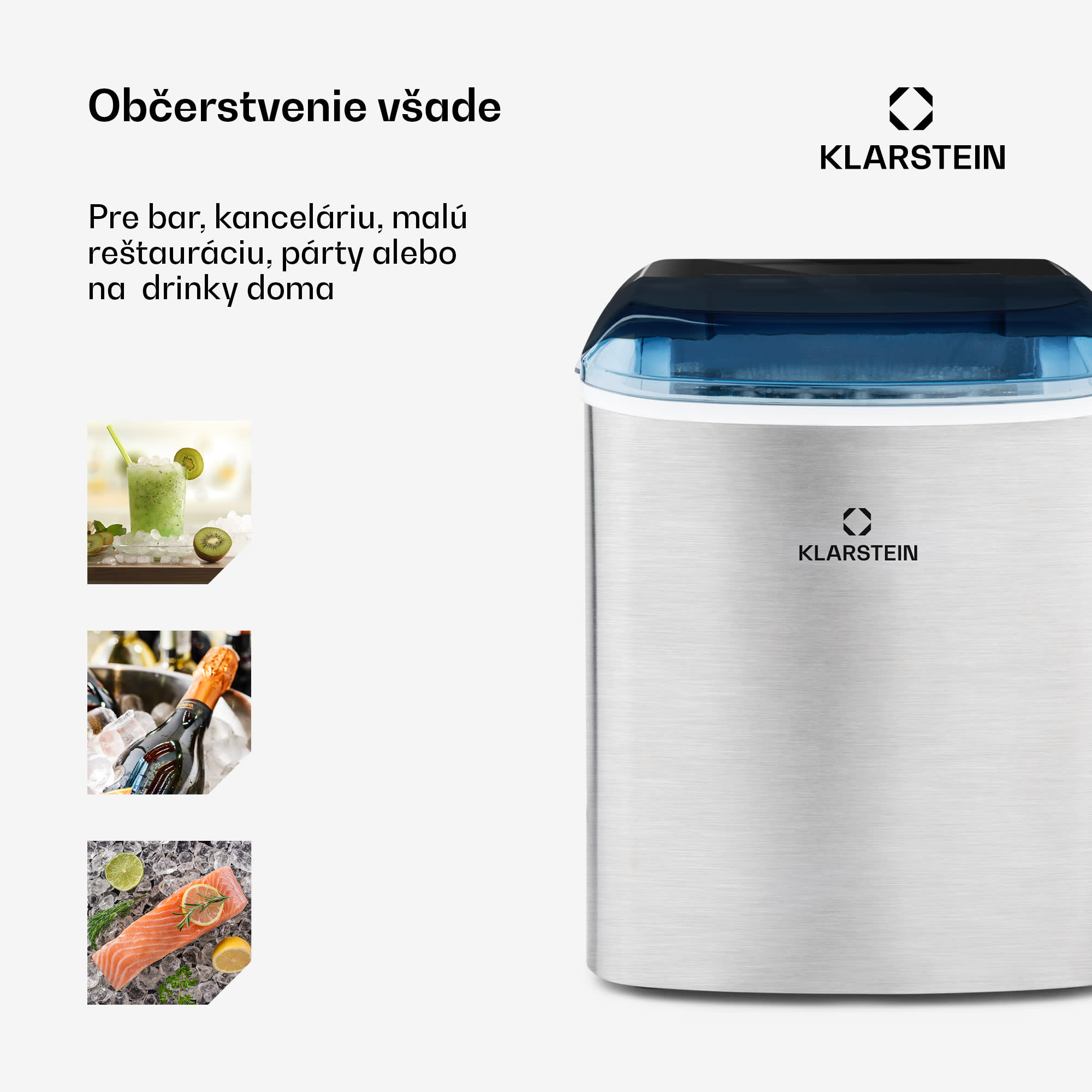 Klarstein On-The-Rocks, výrobník ľadu, 12 kg/24 h, nádrž 2,1 l, LED, nehrdzavejúca oceľ, čierny – Obrázok 3